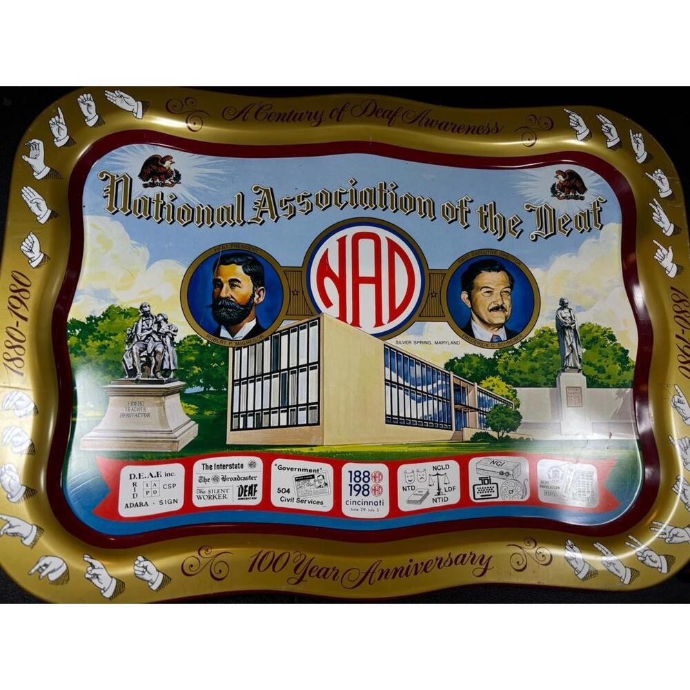 National Association of the Deaf Serving Tray 1880-1980 NAD 100th Anniversary